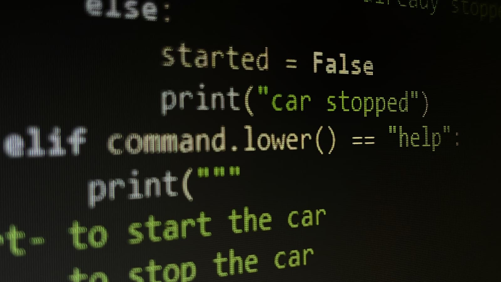 Code on a monitor